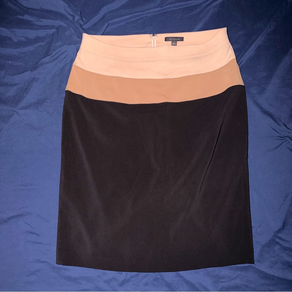 Ann Taylor Black and Tan Pencil Skirt Size 14 (B1P10)